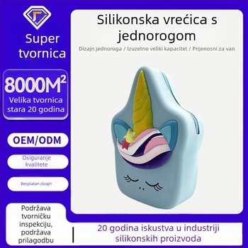 Silikonska torbica s jednorogom, prostrana putna torbica za kozmetiku i potrepštine, 3D zatvarač za olovke, prijenosni organizator