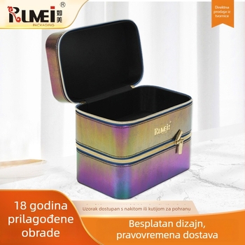 Make-up torbica od PU kože s laserskim graviranjem, ručni dizajn, tri sloja, velika kapaciteta, dvostruki zatvarač, prilagodljivo