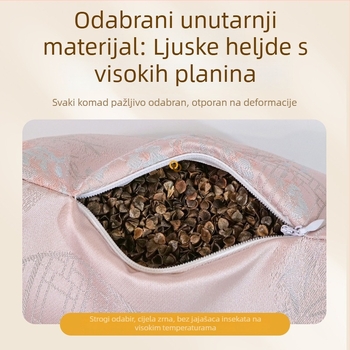 Jastučić za vrat u kineskom stilu s brokatnom tkaninom, napunjen heljdom, valovitog oblika, za odmor u uredu ili kod kuće; ručna izrada, jezgra od vlakana soje.