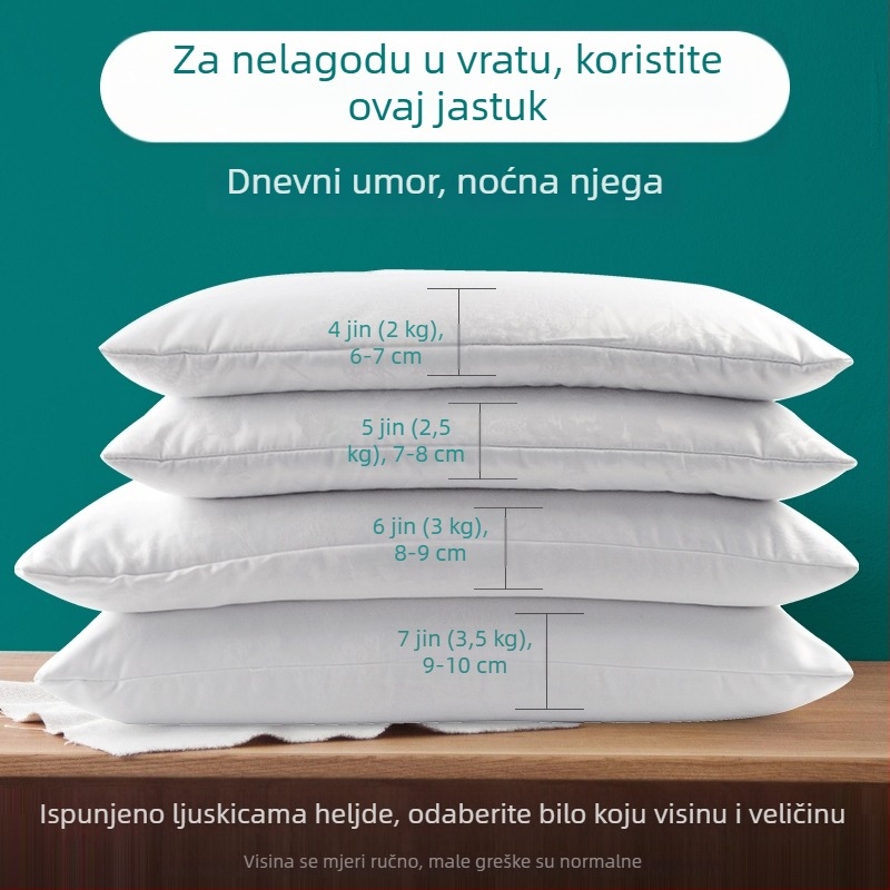 Jastuk od heljde s punilom od heljde, pravokutni, 1.1-1.5 kg, za odrasle, prozračan, podrška vratnoj kralježnici