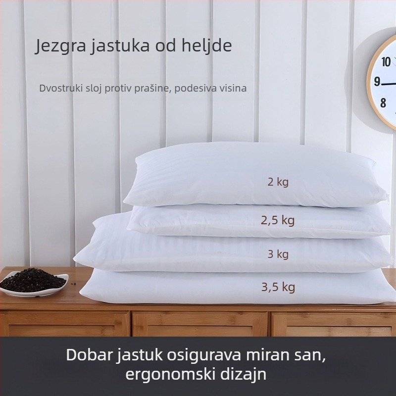 Jastuk od heljde s punilom od heljde, pravokutni, 1.1-1.5 kg, za odrasle, prozračan, podrška vratnoj kralježnici