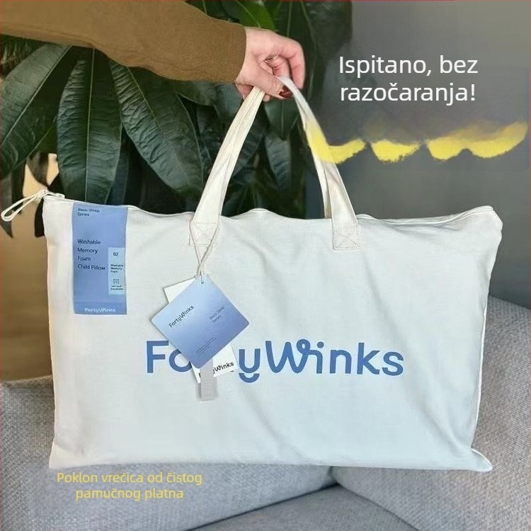Dječja jastučnica od memorijske pjene s niskim reboundom, pravokutnog oblika, za potporu vrata, s mogućnošću skidanja i pranja