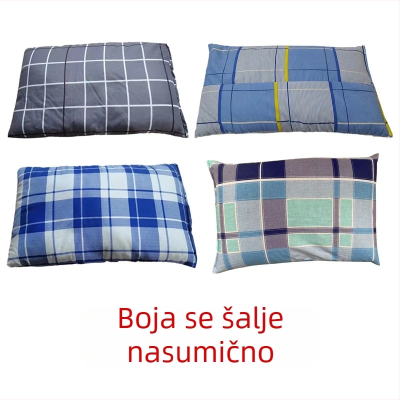 Jastuk od rižinih ljuskica, heljde ljuskica i proso ljuskica, potpora vrata, pravokutni oblik, plava boja, za jednu osobu