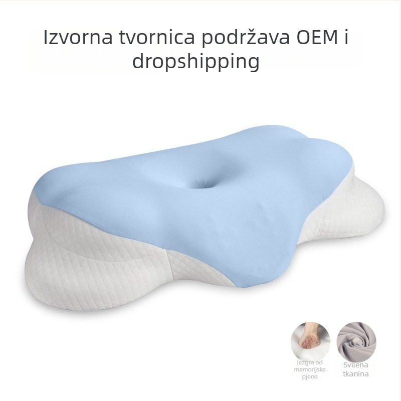 Jastuk u oblaku za podršku vratne kralježnice s memorijskom pjenom, hladna Ice Silk navlaka