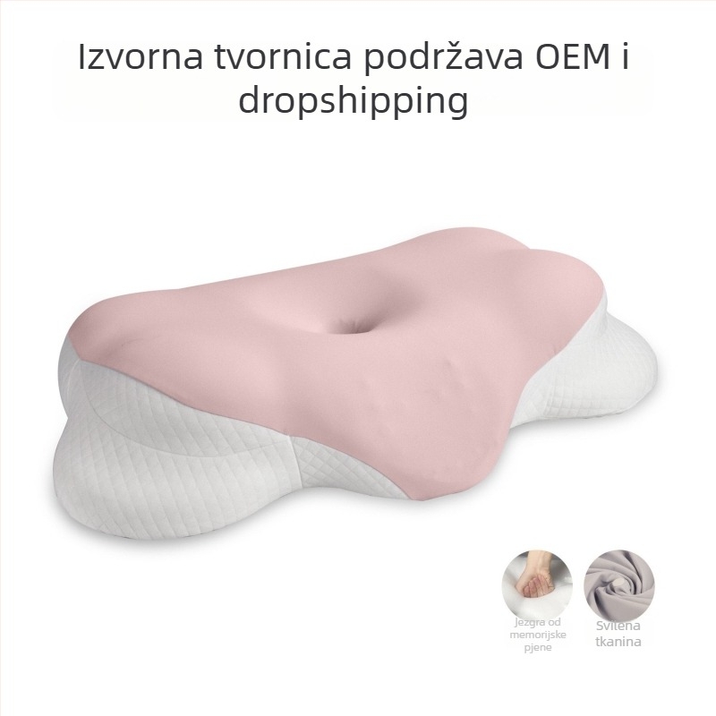 Jastuk u oblaku za podršku vratne kralježnice s memorijskom pjenom, hladna Ice Silk navlaka