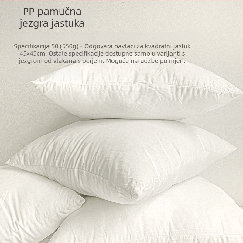 Jastučno jezgro s navlakom od 100% pamuka i punilom od svile-pamukovog vlakna, 50×50 cm, bijela, moderni minimalistički stil