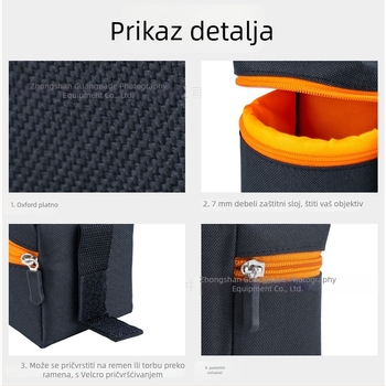 Canon torbica za objektiv, otporna na udarce, debela, kompakne dimenzije 9.5×9.5×10.5 cm, Oxford tkanina