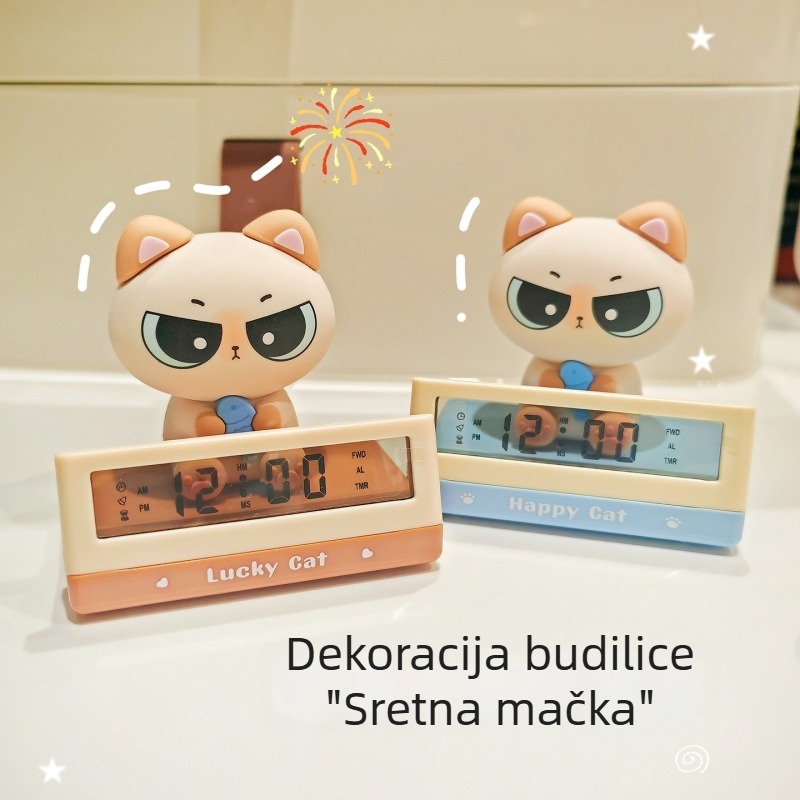Elektronički budilnik sa siamskom mačkom, stolna dekoracija, crtani sat, tajmer, sladak poklon