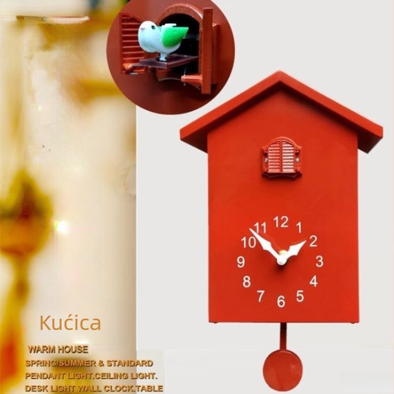 Dječji kukavica sat sa zvukom svakog sata, zidni sat u retro europskom stilu, tih rad