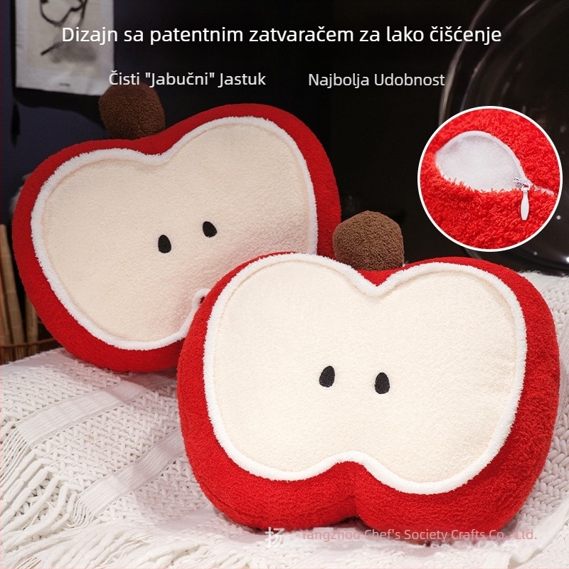 Slatka jastučić u obliku jabuke za spavanje i odmor, pliš navlaka, punilo od PP vlakana, tatami stil jastuka, pogodna uz prozor, sobu, kauč i ured, potpora za struk