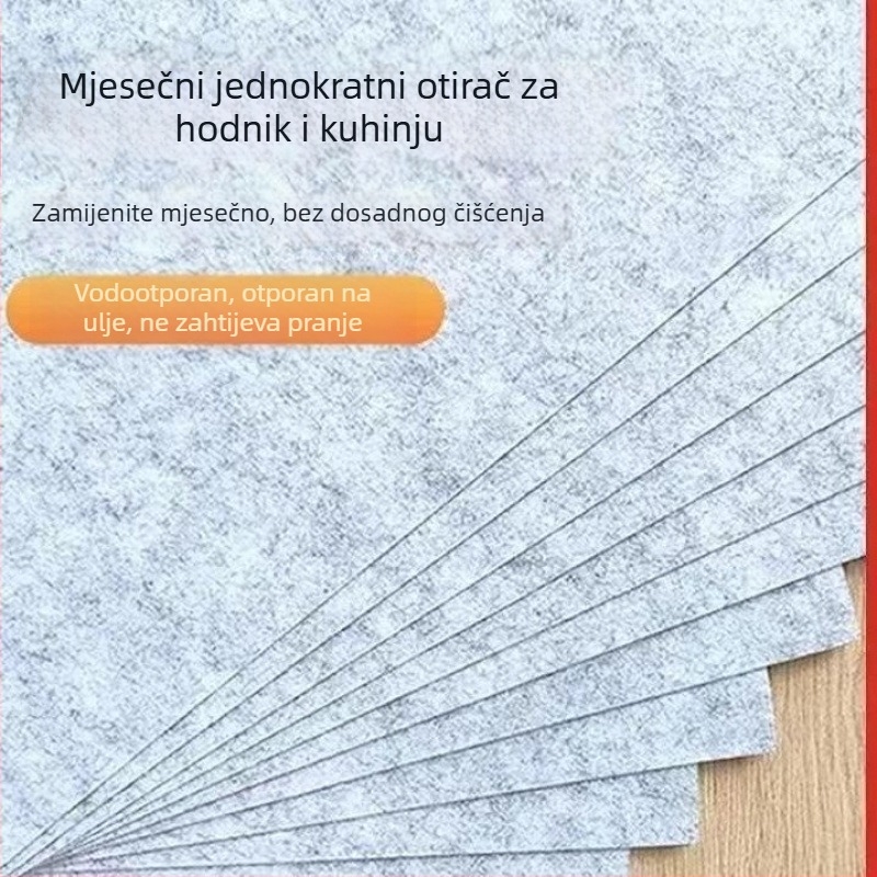 Jednokratna kuhinjska podloga za pod, apsorbira vodu i masnoću, protuklizna, ne zahtijeva pranje, može se spojiti radi veće površine, pogodna za ulaz u kupaonicu.