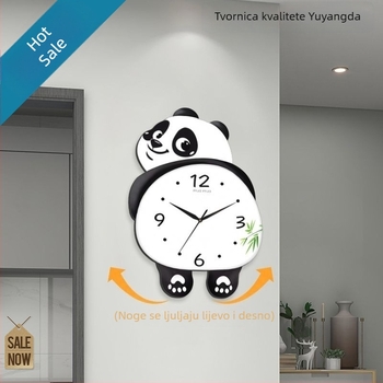 Panda zidni sat s ljuljanjem, jednostavan moderni dizajn, tih rad, za dnevni boravak, blagovaonicu ili spavaću sobu, kreativan