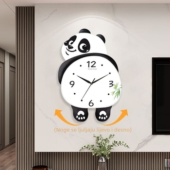 Panda zidni sat s ljuljanjem, jednostavan moderni dizajn, tih rad, za dnevni boravak, blagovaonicu ili spavaću sobu, kreativan