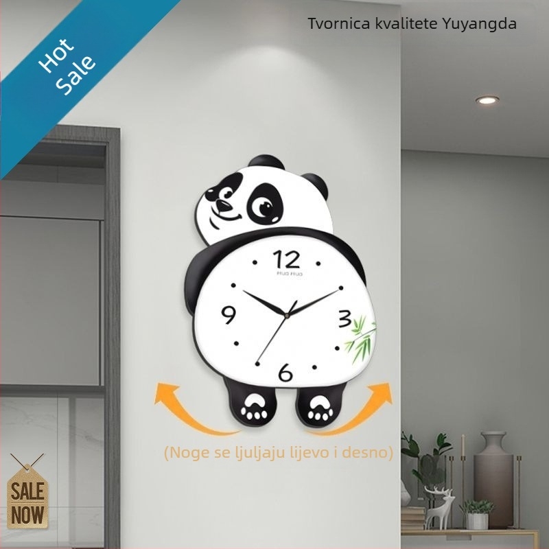 Panda zidni sat s ljuljanjem, jednostavan moderni dizajn, tih rad, za dnevni boravak, blagovaonicu ili spavaću sobu, kreativan