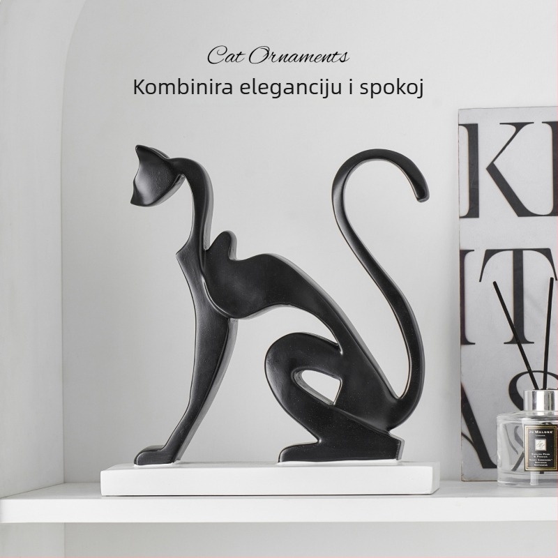 Moderna apstraktna mačja figura od smole za dnevni boravak, TV ormarić i vinska vitrina – elegantan dekor