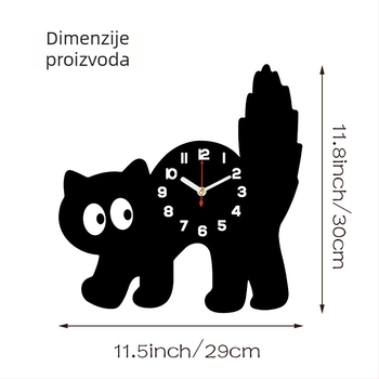 Slatki crtani mačji zidni sat, tih, minimalistički drveni zidni sat za dom