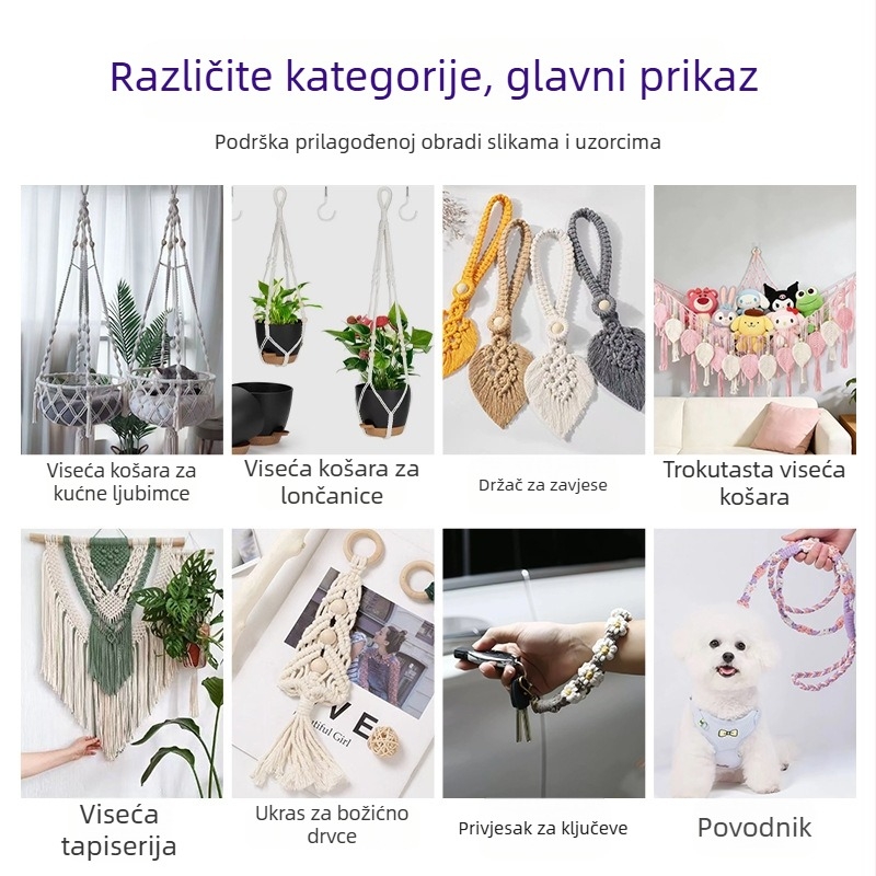 Goblen od pamukovog užeta, europski boemski stil, ručno tkani zidni dekor za dom