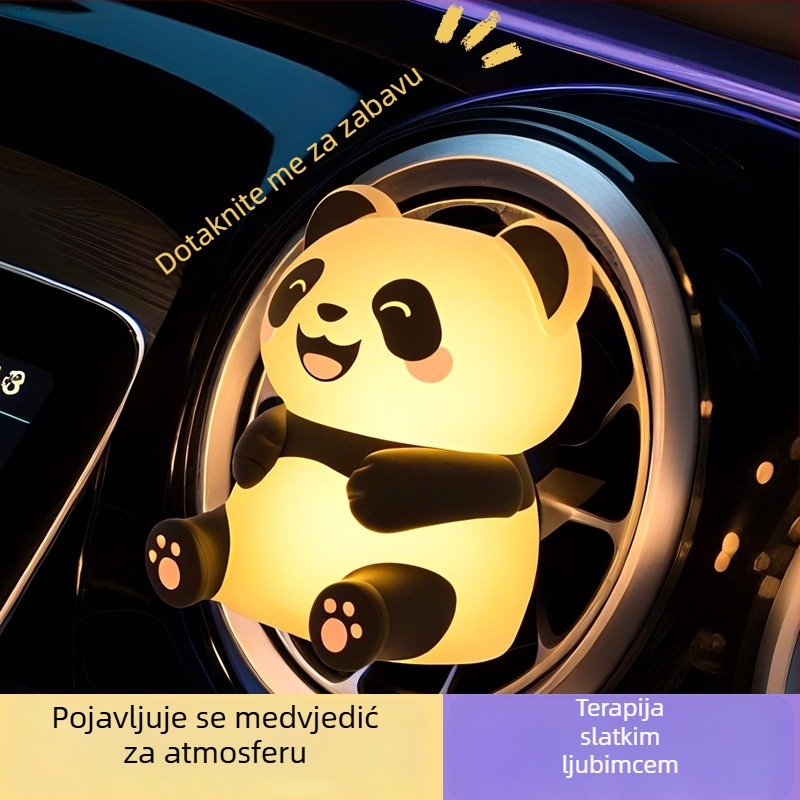 Silikonska panda za automobil – ukras za ventilaciju, dekorativna figura za instrumentnu ploču, svjetleća