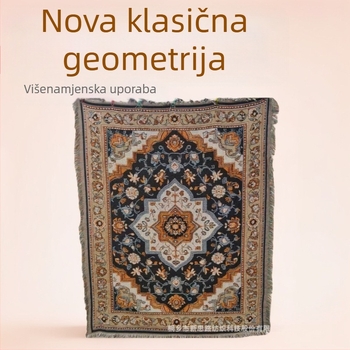 Neoklasična geometrijska navlaka za kauč – pravokutna navlaka, mješavina poliester-bavlna, strojno pranje, lagani luksuz.
