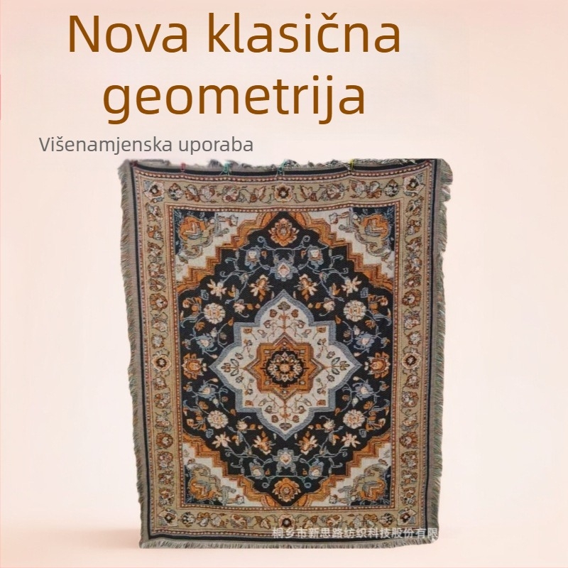 Neoklasična geometrijska navlaka za kauč – pravokutna navlaka, mješavina poliester-bavlna, strojno pranje, lagani luksuz.