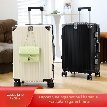 Stilizirani putni kofer 20/24 inča s aluminijskim okvirom, PC kućište, vodootporan, zaštita od krađe, 360° kotači, minimalistički dizajn, unisex