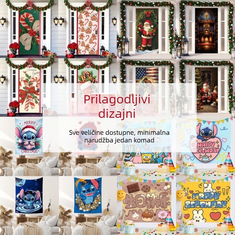 Tapiserija s motivom crtića za spavaću sobu i dnevni boravak, poliester zidni ukras, pravokutni oblik, prilagodljivo