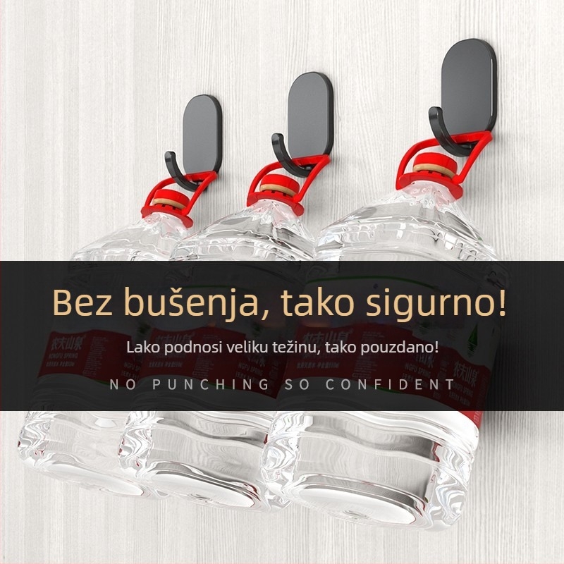 Jake ljepljive kuka bez bušenja za zid, za kuhinju i kupaonicu, iza vrata, bez tragova na zidu, set od 4 komada, karbonska čelična, moderni dizajn, nosivost preko 30 kg
