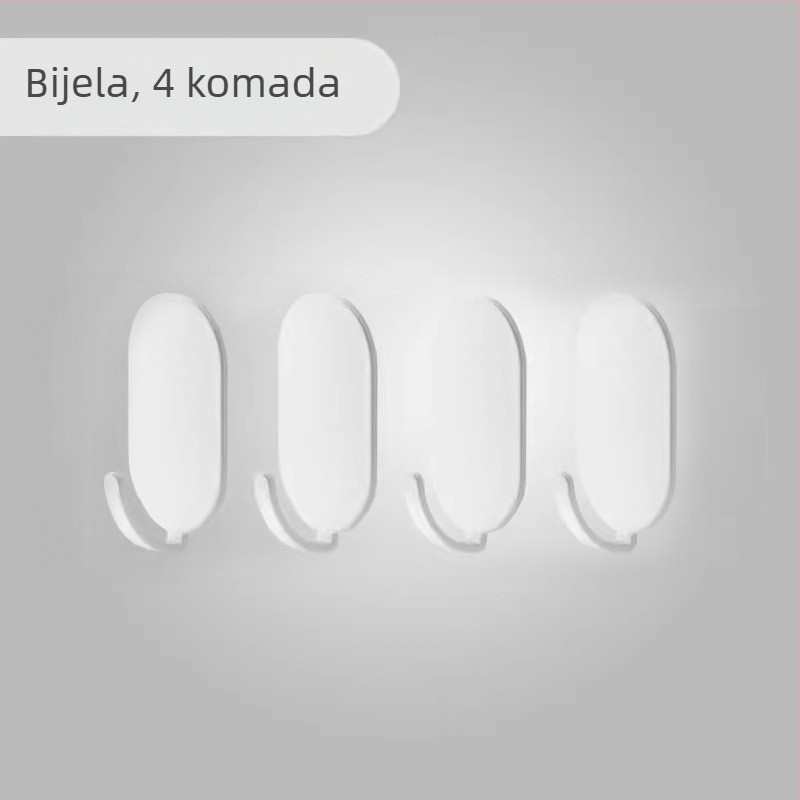 Jake ljepljive kuka bez bušenja za zid, za kuhinju i kupaonicu, iza vrata, bez tragova na zidu, set od 4 komada, karbonska čelična, moderni dizajn, nosivost preko 30 kg