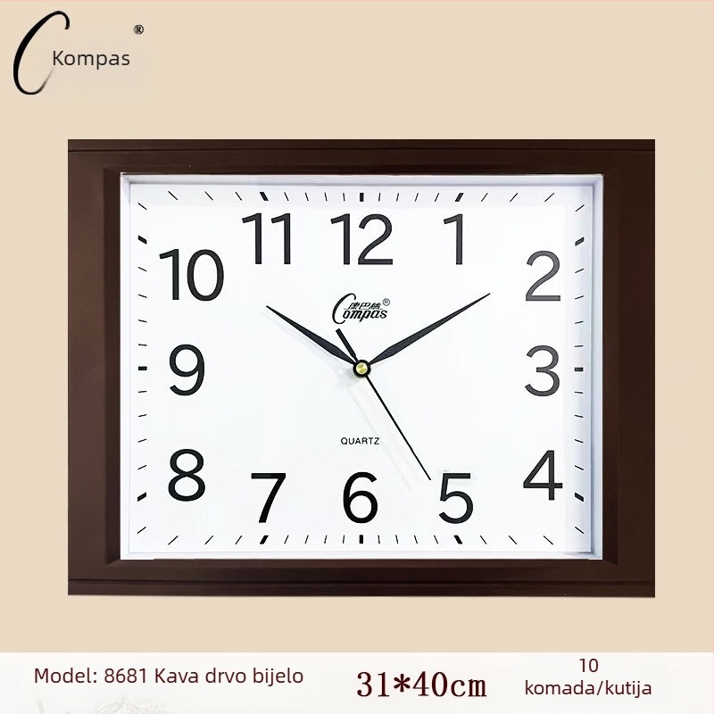 Kangbasi kvadratni zidni sat za učionicu, 14 inča kvarcni sat, tih hod, veličina 31×40 cm