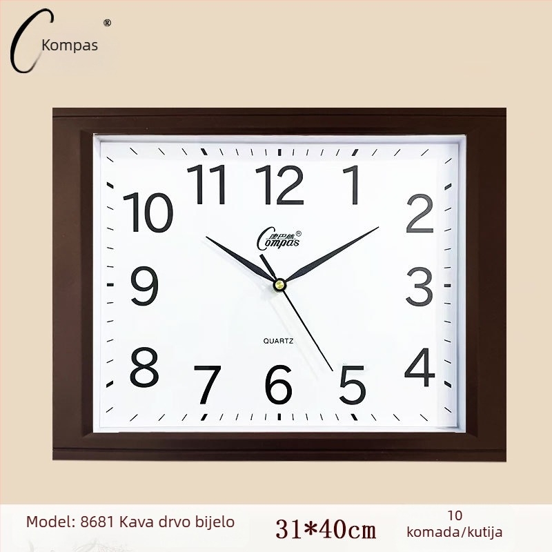 Kangbasi kvadratni zidni sat za učionicu, 14 inča kvarcni sat, tih hod, veličina 31×40 cm