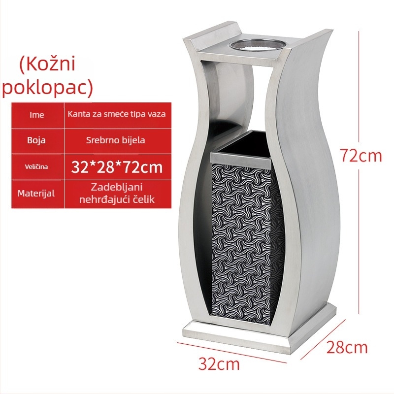 Kantu za otpad od nehrđajućeg čelika za lobby sa pepalicom, ovalnog oblika, poklopac na dodir, 12 L, otporan na otiske prstiju, komercijalna upotreba