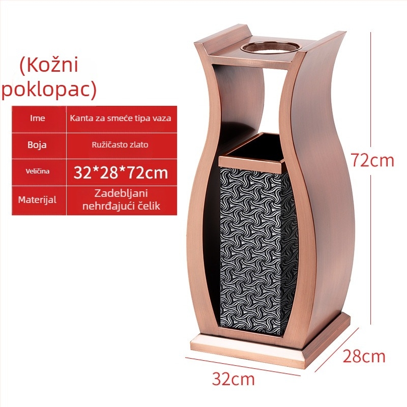 Kantu za otpad od nehrđajućeg čelika za lobby sa pepalicom, ovalnog oblika, poklopac na dodir, 12 L, otporan na otiske prstiju, komercijalna upotreba