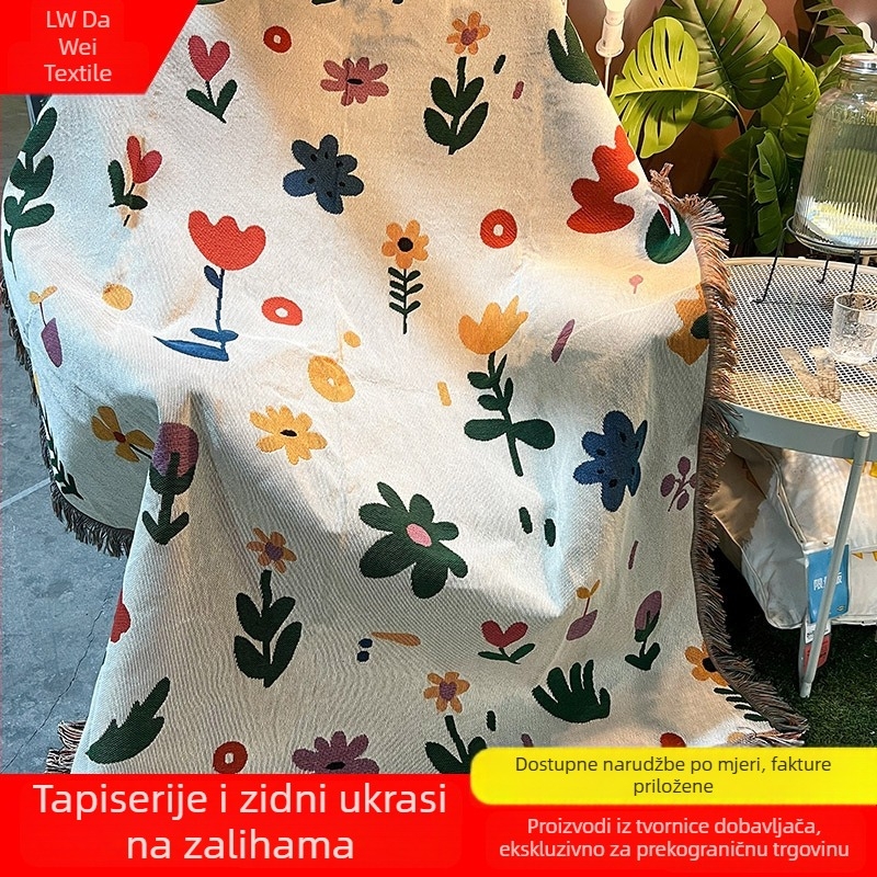 Personalizirana cvjetna deka za vanjsku upotrebu – kampiranje i piknik, ukrasni gobelin za kauč, pletena deka