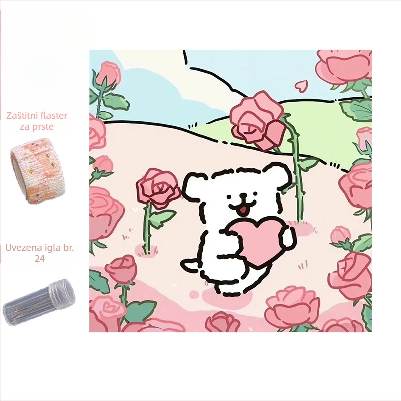 Line Dog križni bod set – crtani pas, dekor zid spavaće sobe, jednostavno za šivanje, platno od pamuka 9 ct