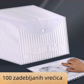 A4 torba za dokumente za učenike – prozirna, od poliestera, velika kapaciteta, zatvaranje na snap, za pohranu testnih radova