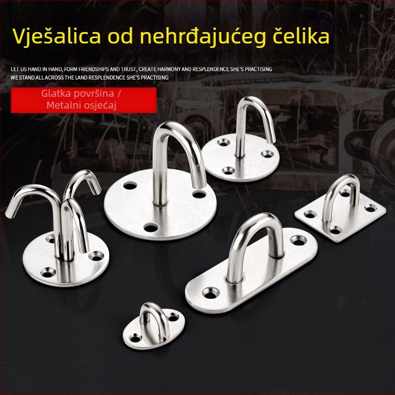 Set kuki od nehrđajućeg čelika za strop: U‑oblik vršni kukica, kukica za stropni ventilator, kukica za vrećicu s pijeskom, kukica za svjetlo, hvataljka kukica, fiksna kukica, željezni prsten i pribor