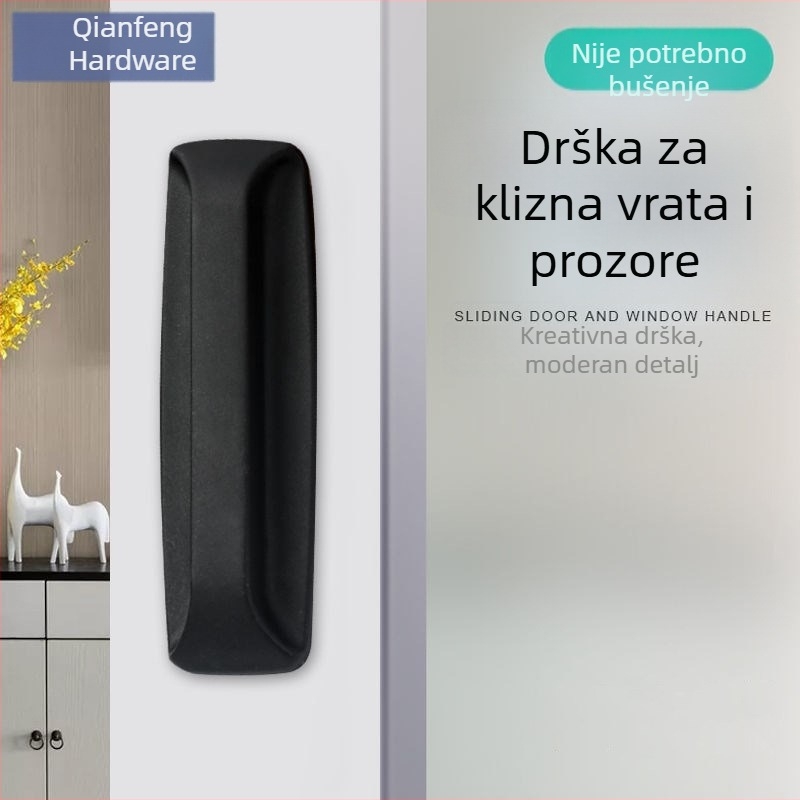Minimalistička plastična ručica bez bušenja za staklena vrata, klizna vrata, ormariće i ladice – samoljepljiva