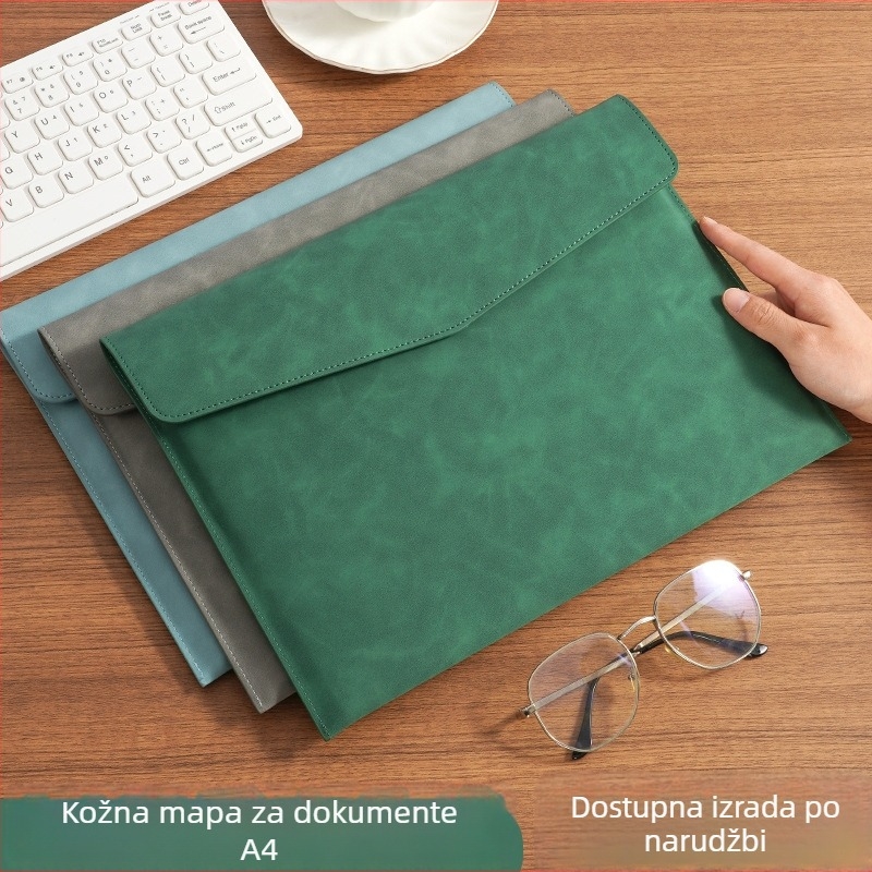 A4 kožna torba za dokumente za konferencije – elegantna, jednostruka, vodootporna organizator dokumenata s prilagođenim logom