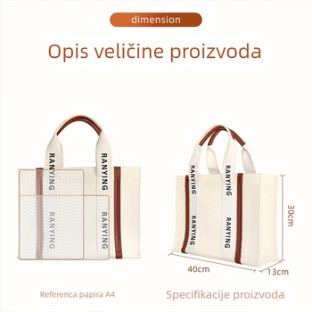 Ženska platnena tote torba, velika zapremina, moderan i jednostavan dizajn, ojačana platnena torba, prilagođavanje proizvođača