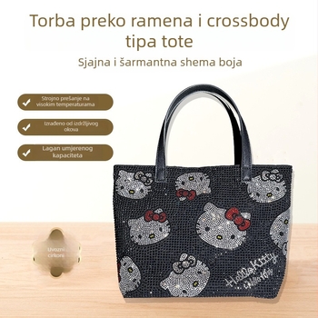 Platnena tote torba s kristalima, otiskom, za rame i crossbody