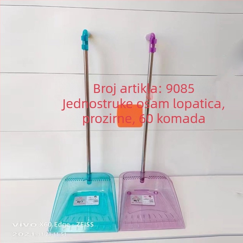 Plastična lopatica za prašinu s ručkom od nehrđajućeg čelika, set uključuje kantu i ručicu za metlu; glava metle nije uključena