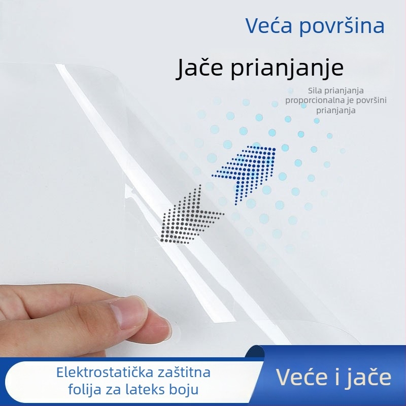 Prozirni zaštitni film za zidove s lateksnom bojom, elektrostatická adhezija, naljepnica za zid, vodootporan i otporan na vlagu