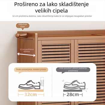 Ulazni ormar za cipele s velikim kapacitetom, višeslojni unutarnji ormarić za pohranu, zaštita od prašine