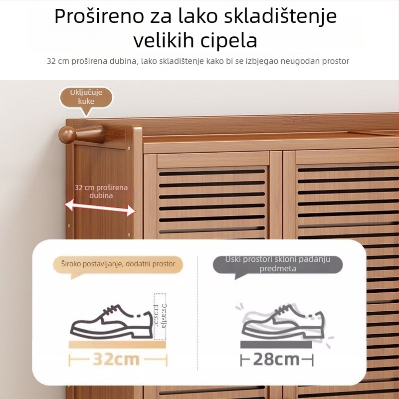 Ulazni ormar za cipele s velikim kapacitetom, višeslojni unutarnji ormarić za pohranu, zaštita od prašine