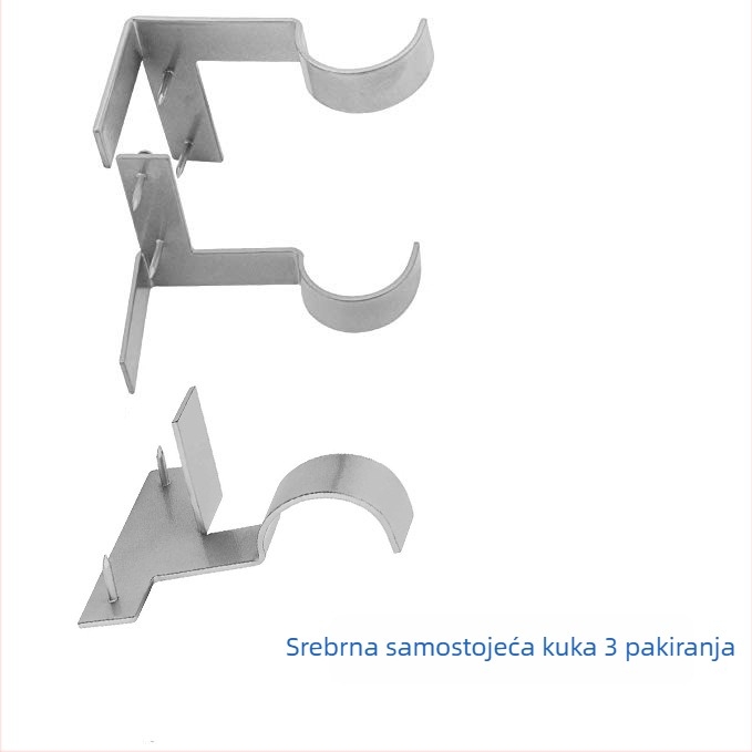 Držači za zavjese bez bušenja, rimski stil, čelik, srebrna, moderan minimalistički dizajn