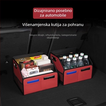 Kožni organizator prtljažnika automobila s višestrukim odjeljcima, sklopivi, prilagodljivi, s ručkom