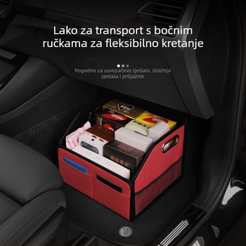 Kožni organizator prtljažnika automobila s višestrukim odjeljcima, sklopivi, prilagodljivi, s ručkom