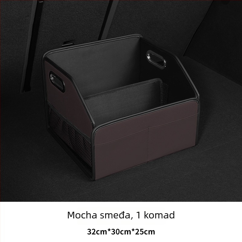 Kožni organizator prtljažnika automobila s višestrukim odjeljcima, sklopivi, prilagodljivi, s ručkom