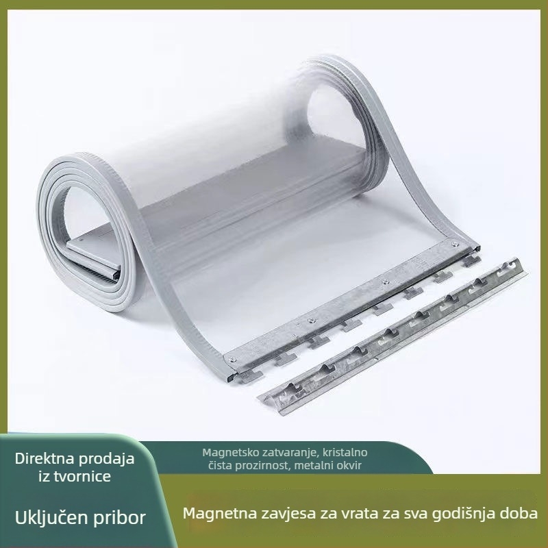 Magnetna prozirna PVC zavjesa za vrata klima uređaja – otporna na vjetar, hladnoću i prašinu, mekana kućna zavjesa