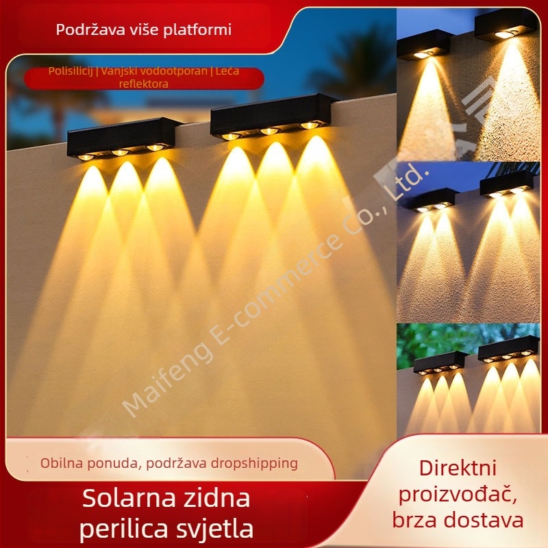 Solarna vanjska zidna lampa za vrt i fasadu – zidno pranje rasvjeta i LED osvjetljenje za stepenice